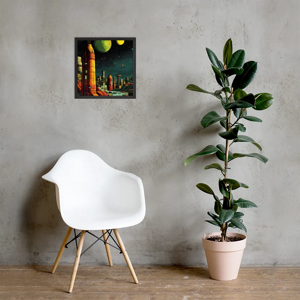 Cosmic Cityscape | Poster with Black Frame | 16″×16″