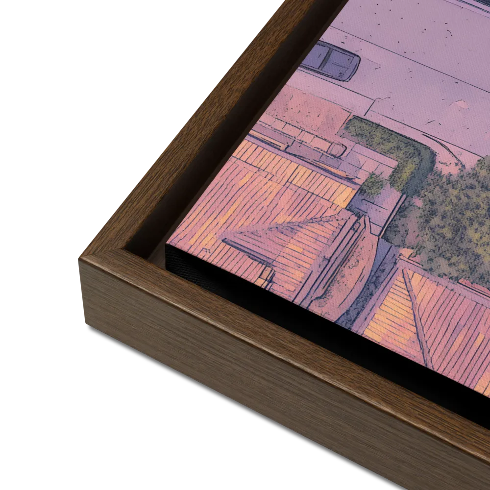 Aerial Serenity: Suburban Oasis | Canvas with Brown Frame | 16″×16″