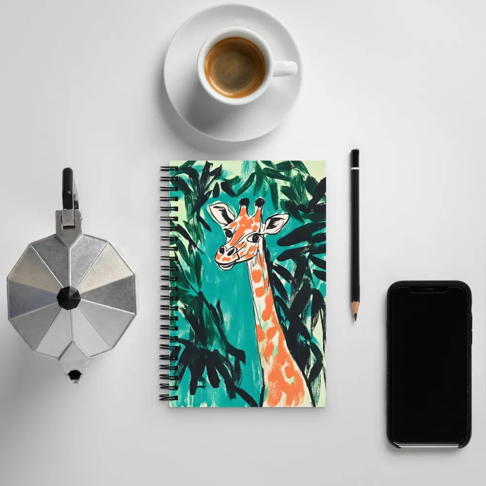 Curious Giraffe in Lush Greenery | Spiral Notebook