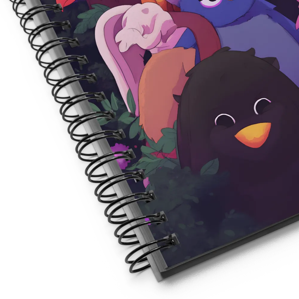 Whimsical Avian Gathering | Spiral Notebook