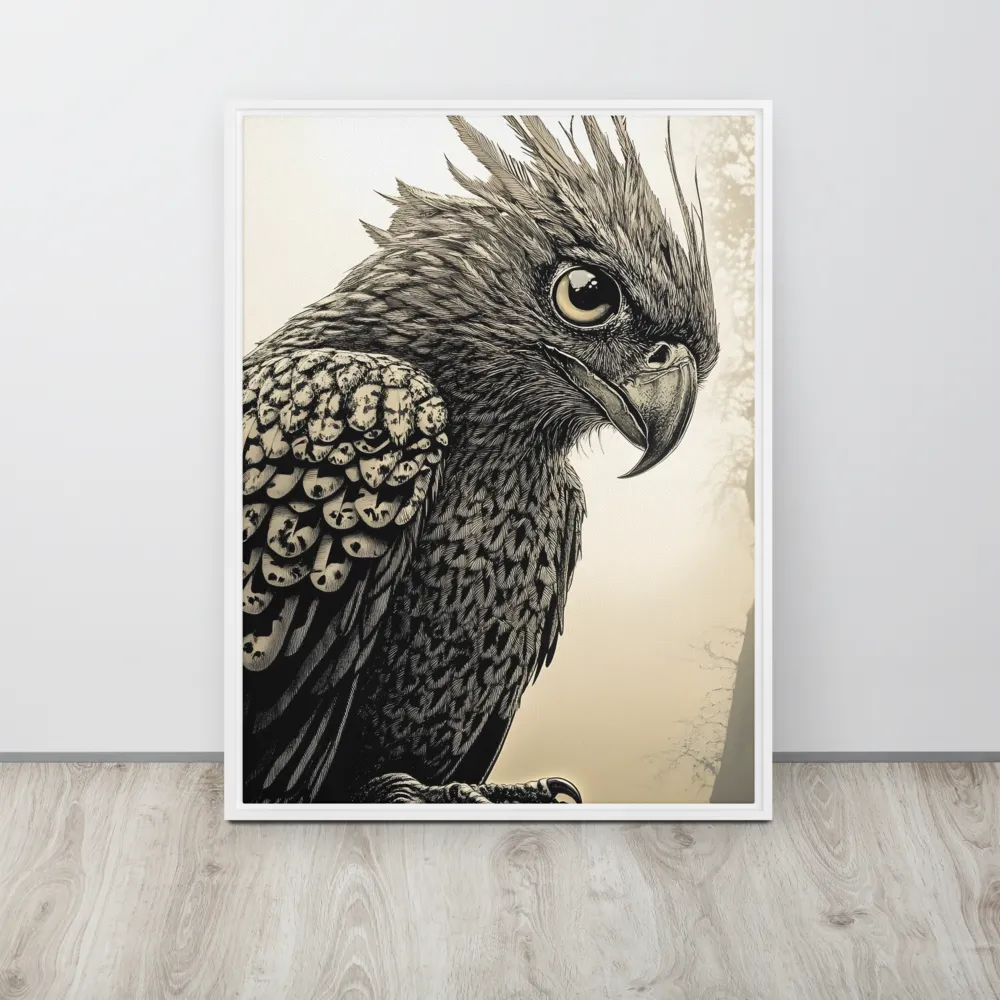Majestic Owl in Detail | Canvas with White Frame | 24″×32″