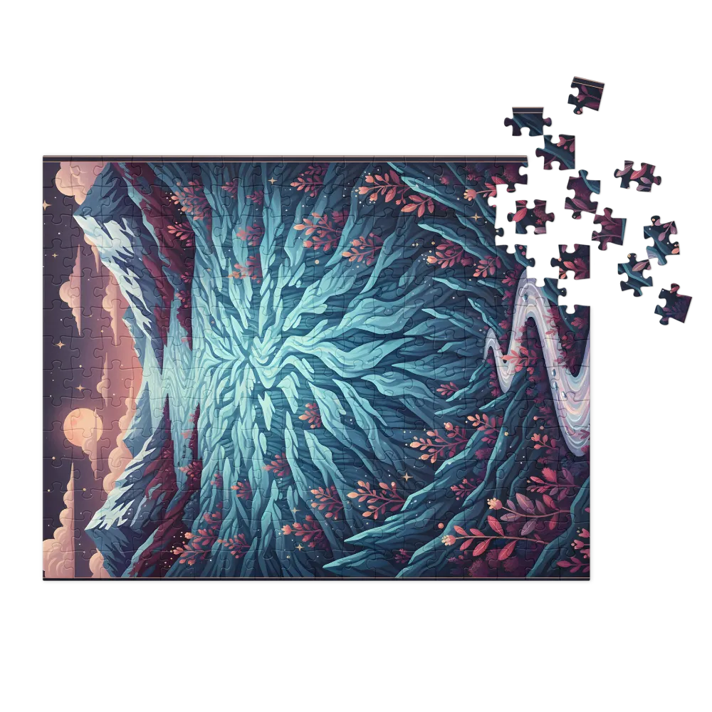 Moonlit Glacial Valley 
 Jigsaw Puzzle in Tin Box