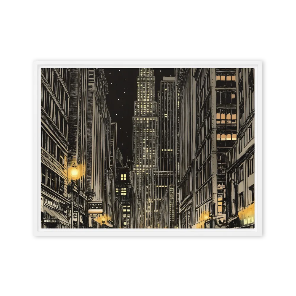 Whispers of the Night City | Canvas with White Frame | 18″×24″