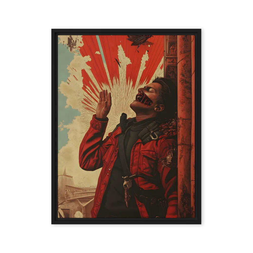 Defiant Echoes of Ruin | Canvas with Black Frame | 24″×32″