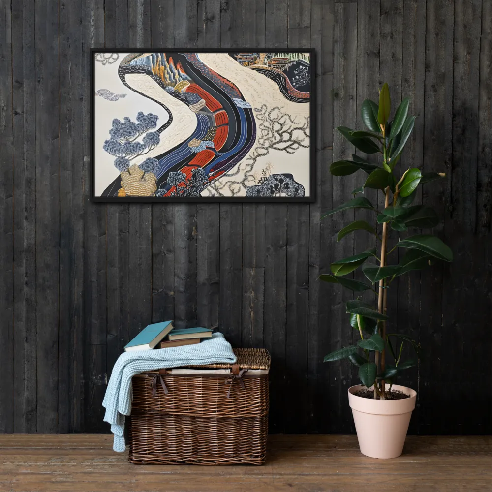 Flow of Tranquility | Canvas with Black Frame | 24″×36″