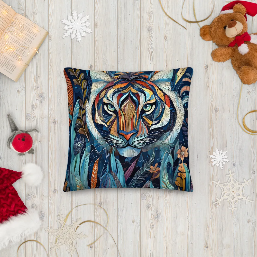 Ornamental Tiger in Teal and Orange