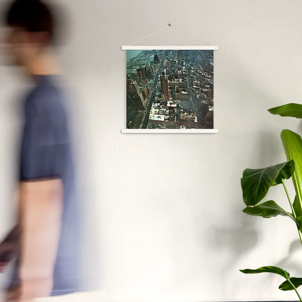 Aerial Symphony of Urban Life | Poster With White Wood Hanger | 18″×18″