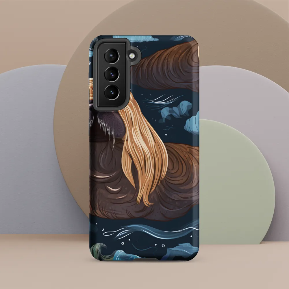 Whimsical Walruses in Deep Blue