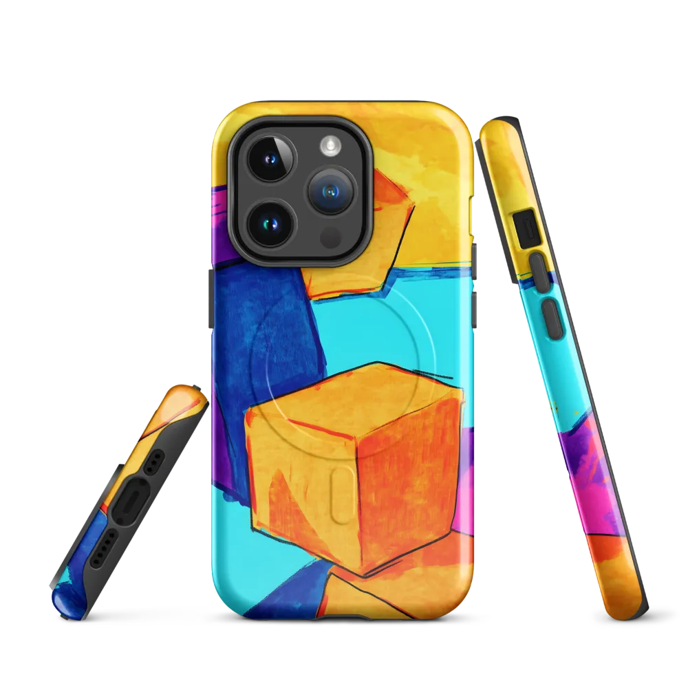 Playful Cubes in Vibrant Harmony | Phone Case |  14 Pro | MagSafe® Tough Case | Glossy