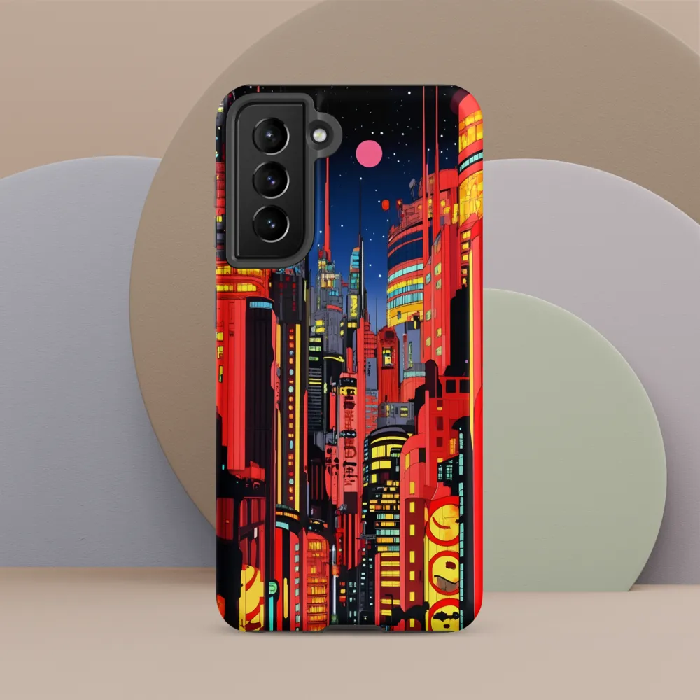 Neon Dreams: A Cyberpunk Cityscape | Phone Case |  S21 | Tough Case | Matte