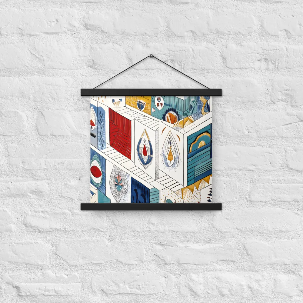 Symphony of Geometric Harmony | Poster With Black Wood Hanger | 14″×14″