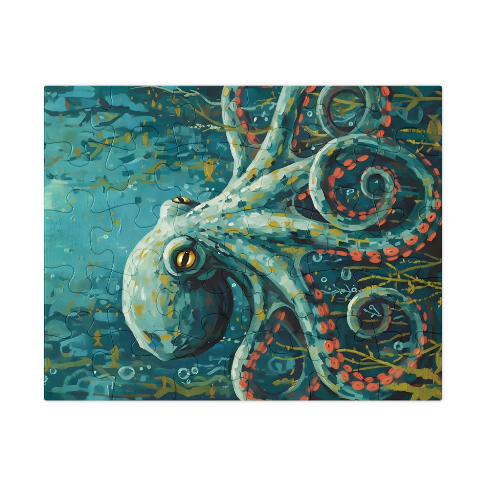 Teal Octopus 
 Jigsaw Puzzle in Tin Box