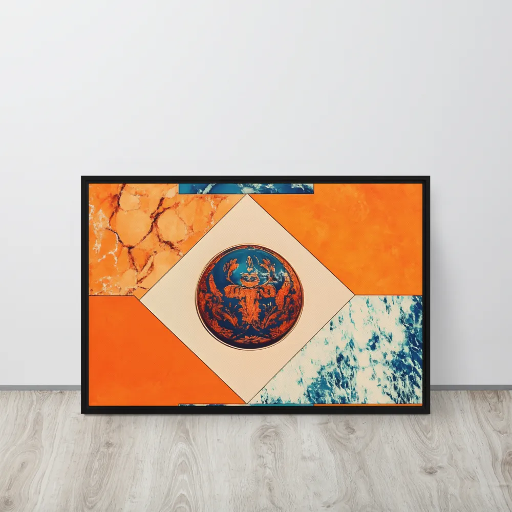 Harmonious Encounters: Abstract Geometry | Canvas with Black Frame | 20″×30″