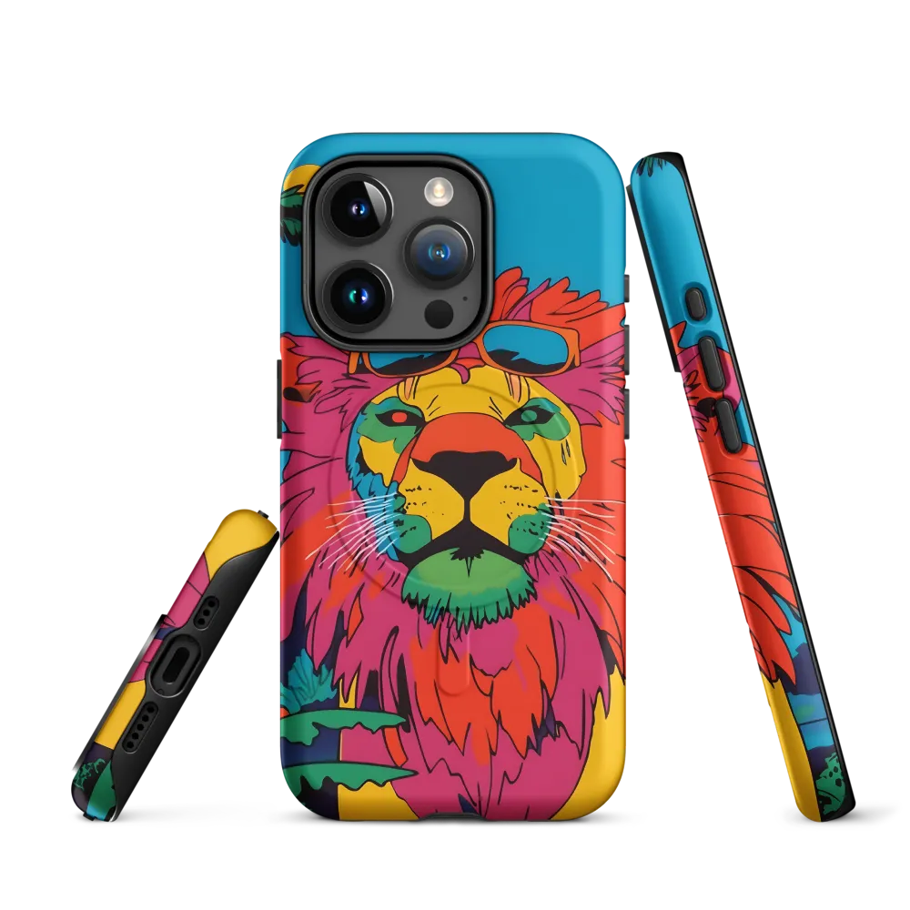 Lion with Sunglasses: A Vibrant Tropical Portrait