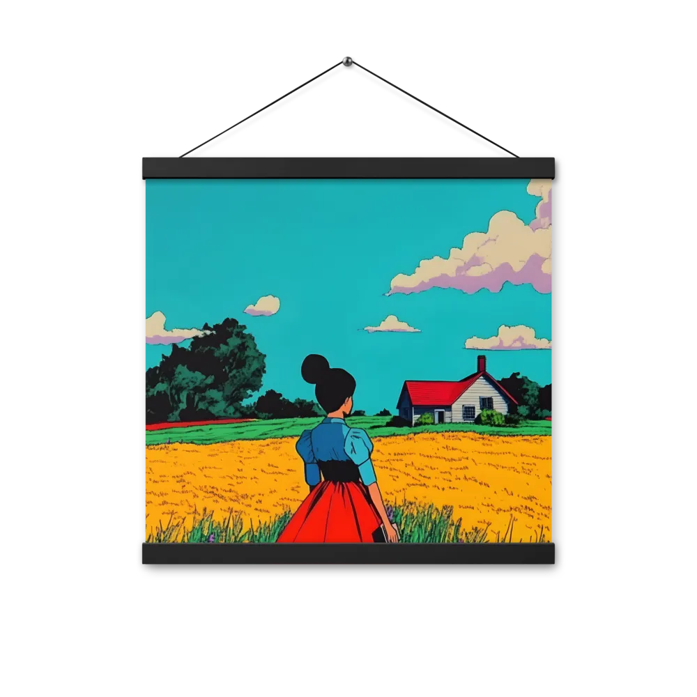 Whispers of a Sunlit Meadow | Poster With Black Wood Hanger | 16″×16″
