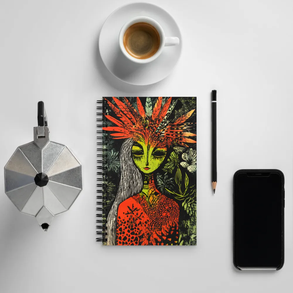 Mystical Flora: A Surreal Portrait | Spiral Notebook