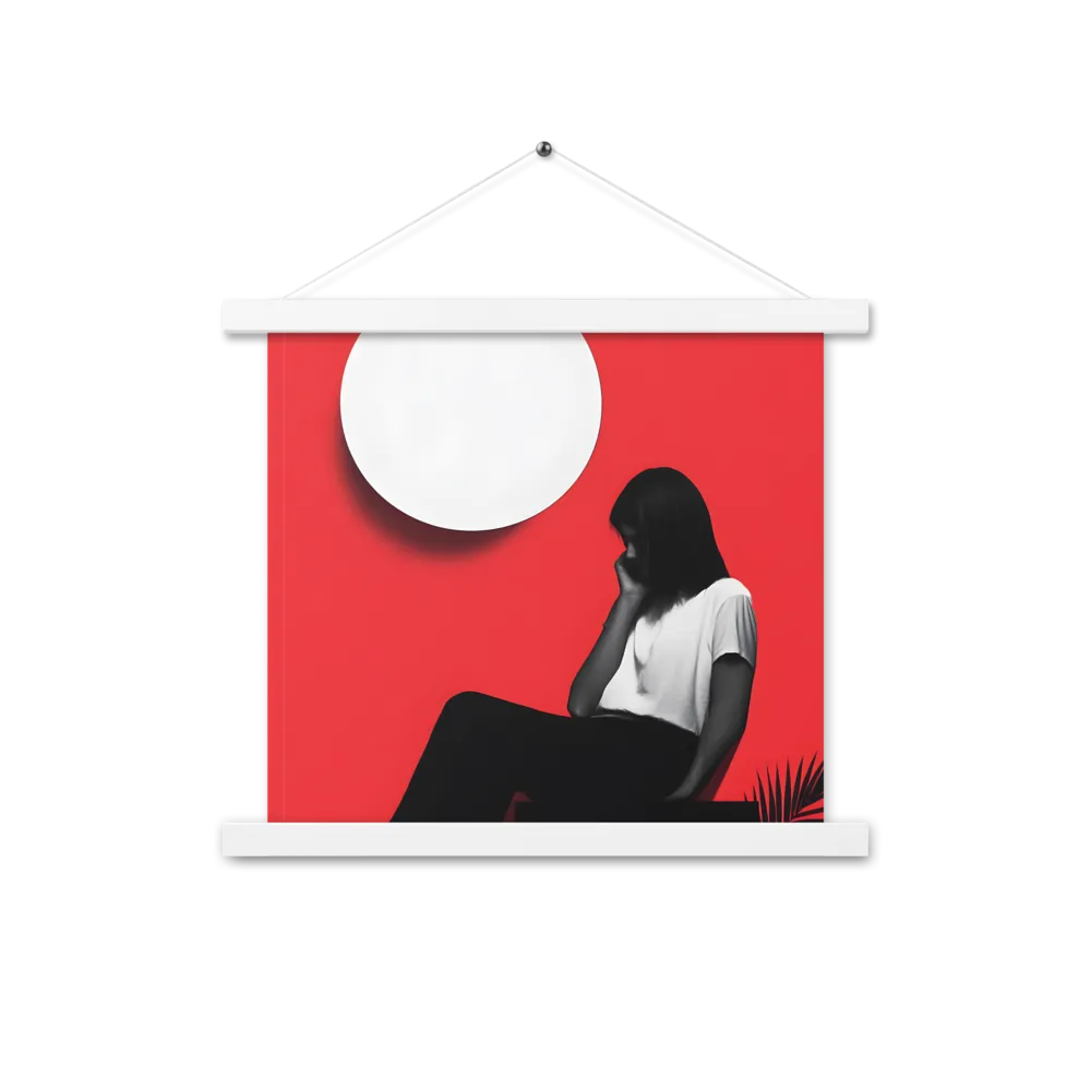 Contemplation in Red | Poster With White Wood Hanger | 14″×14″