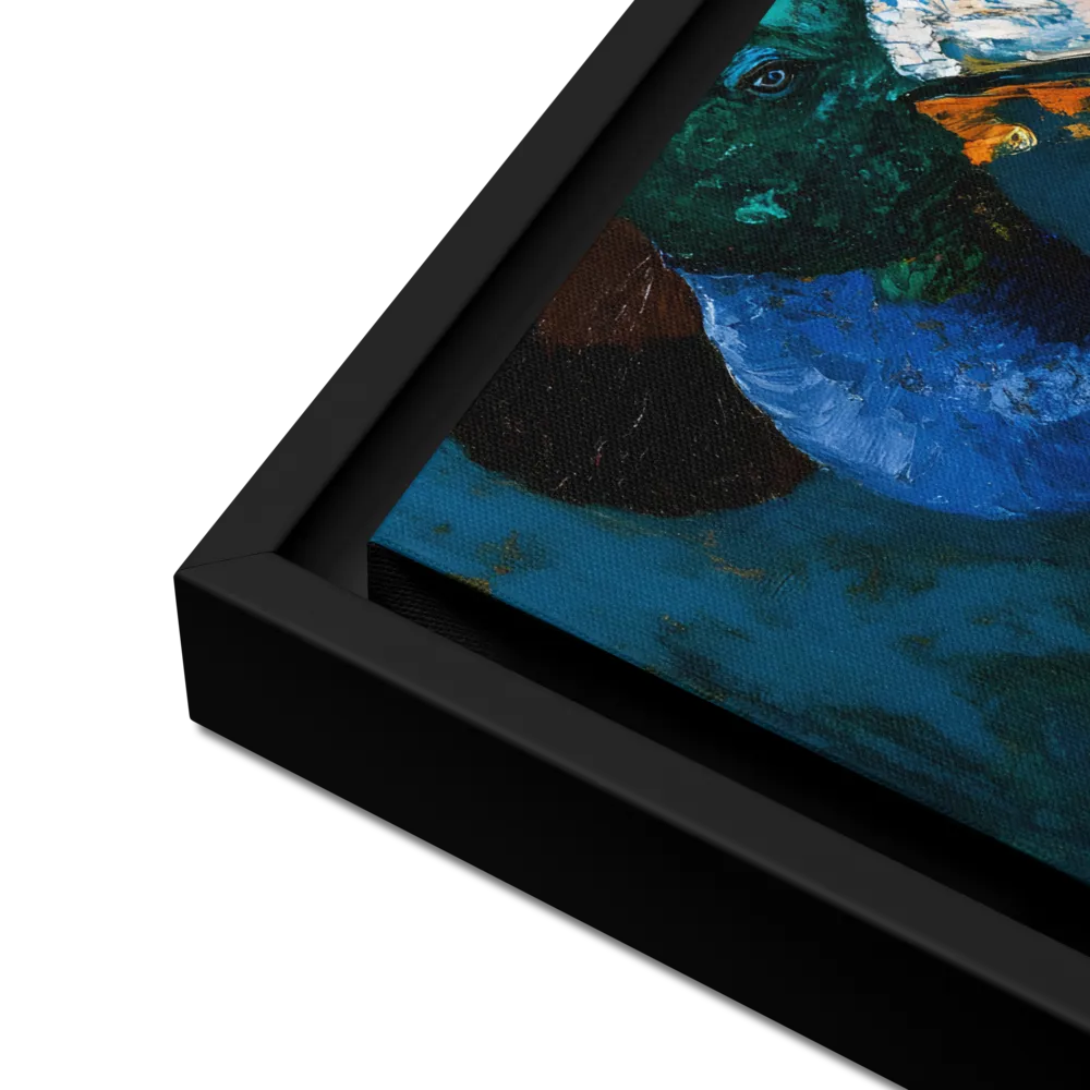 Majestic Absurdity: The Hat-Wearing Bird | Canvas with Black Frame | 12″×16″