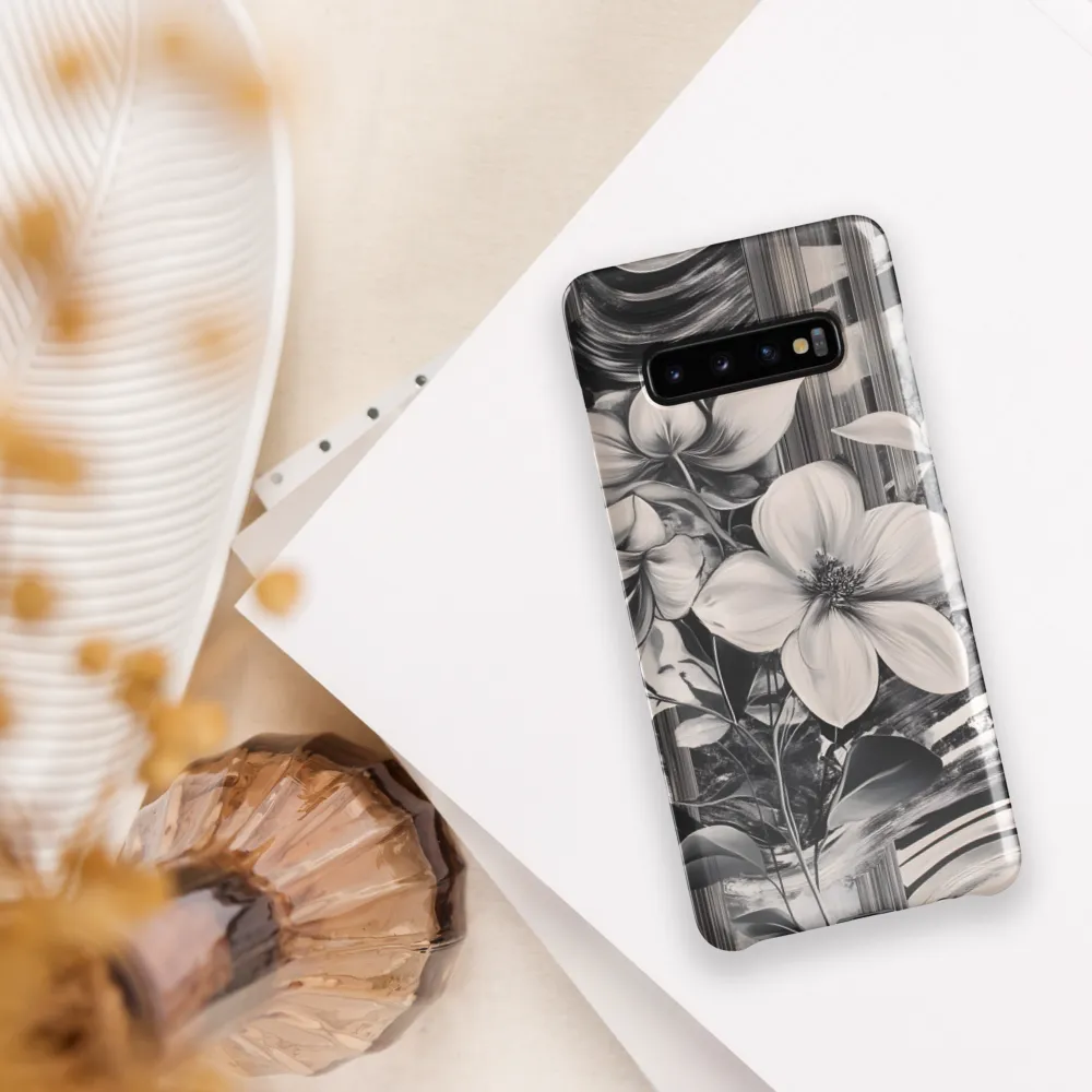 Ethereal Bloom: A Dance of Monochromes | Phone Case |  S10 Plus | Snap Case | Glossy