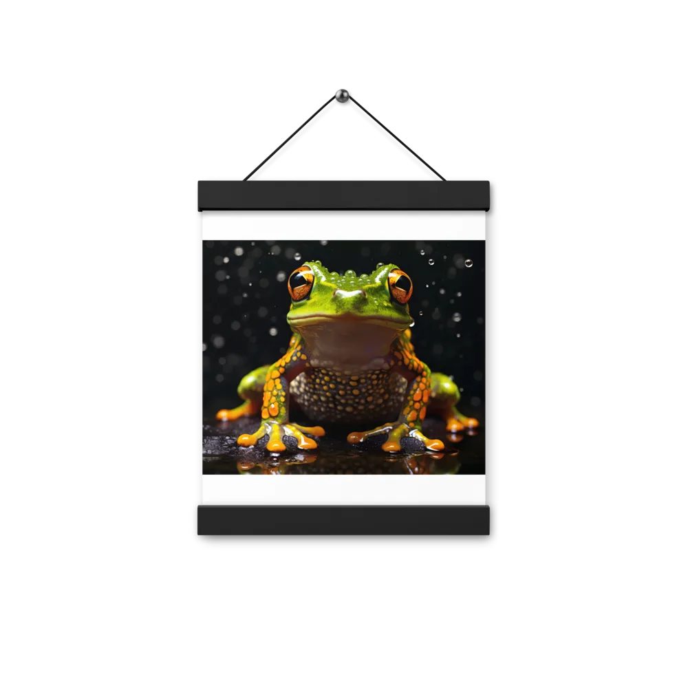 Emerald Elegance: The Frog in Focus | Poster With Black Wood Hanger | 8″×10″