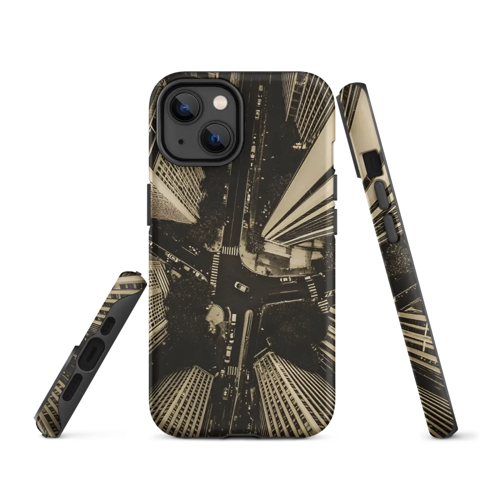 Urban Symphony: Aerial Perspective of City Life | Phone Case |  14 | Tough Case | Matte