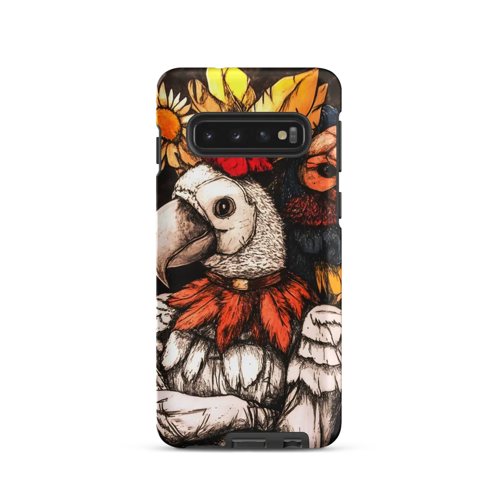 The Surreal Guardian: A Dance of Feathers and Flowers