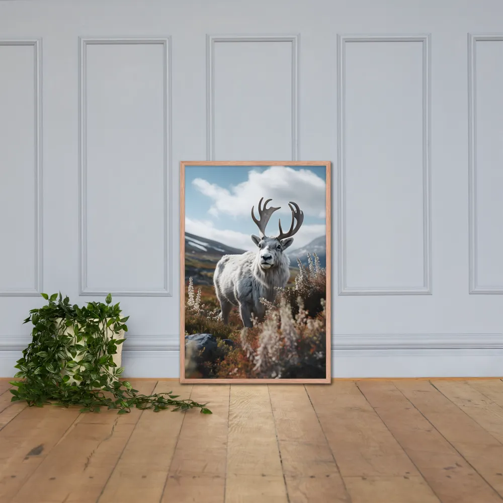 Majestic Harmony: The Reindeer in Nature | Poster with Red oak Frame | 24″×36″