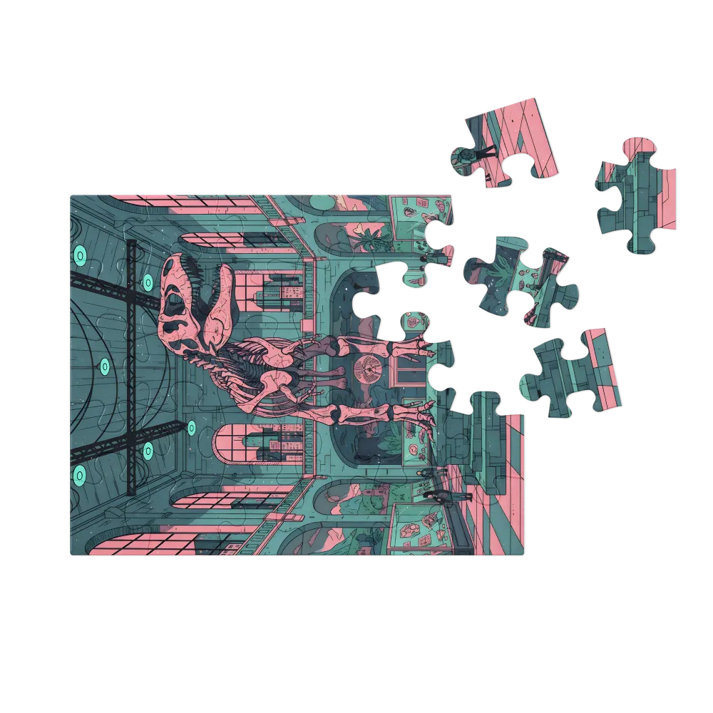 Museum T. rex 
 Jigsaw Puzzle in Tin Box