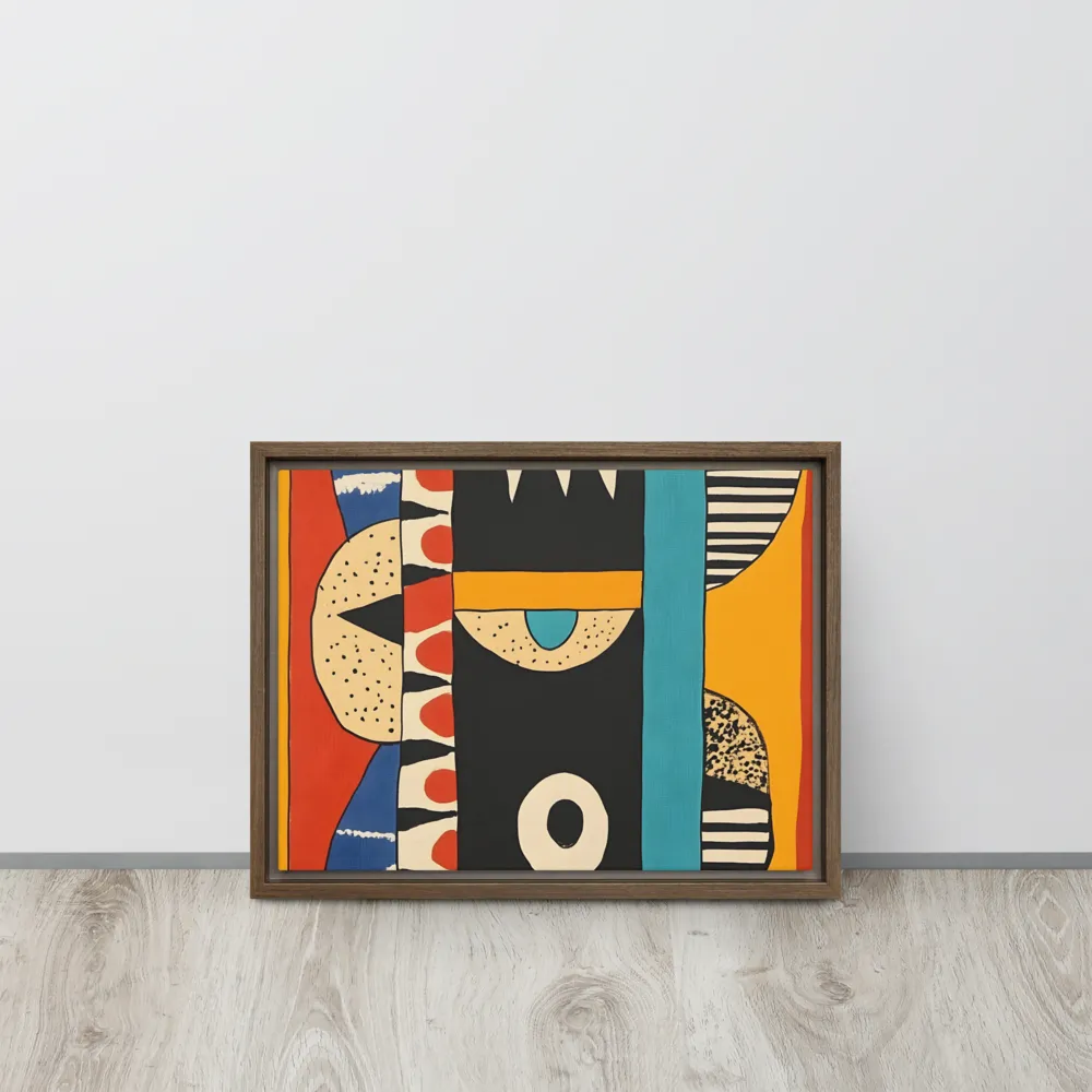 Playful Geometry: A Modern Abstract Exploration | Canvas with Brown Frame | 12″×16″