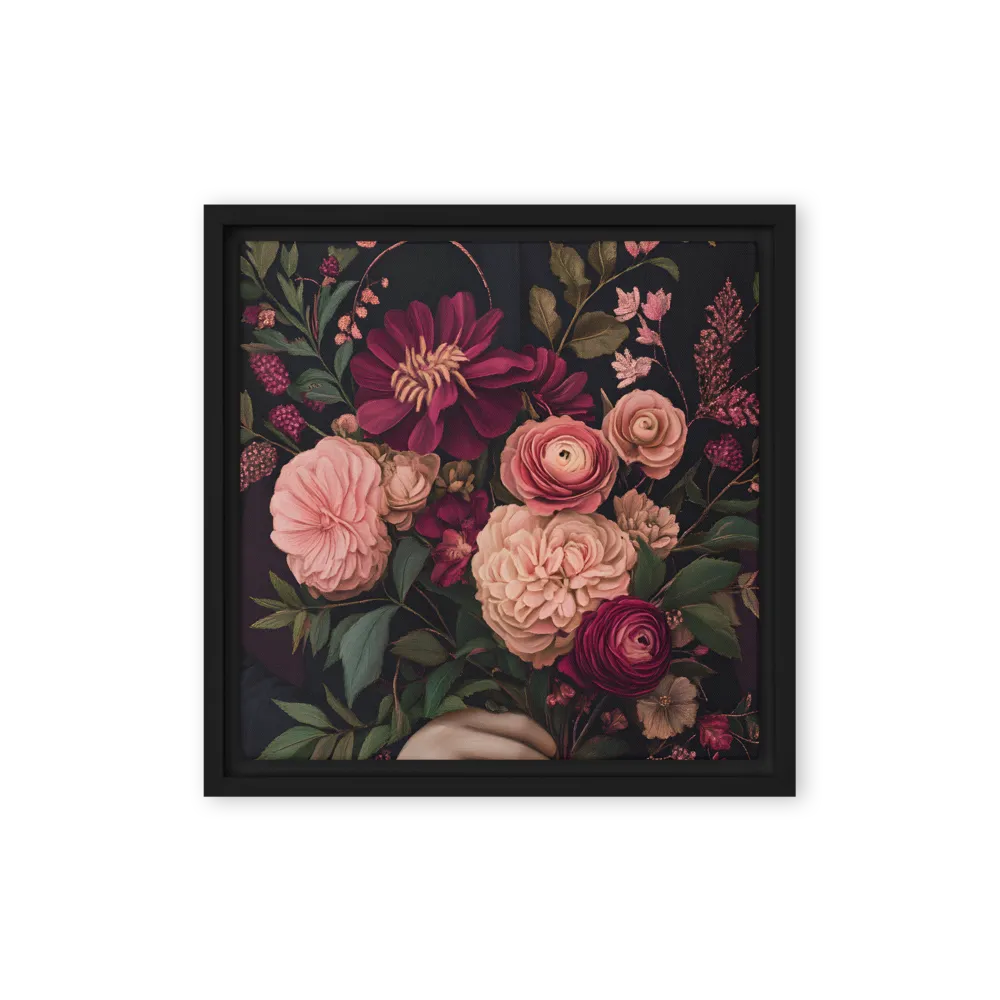 Botanical Elegance | Canvas with Black Frame | 12″×12″