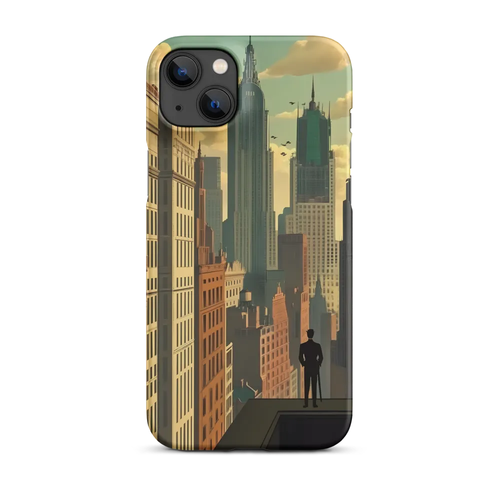 Urban Dreams: A Silhouette in Art Deco Cityscape