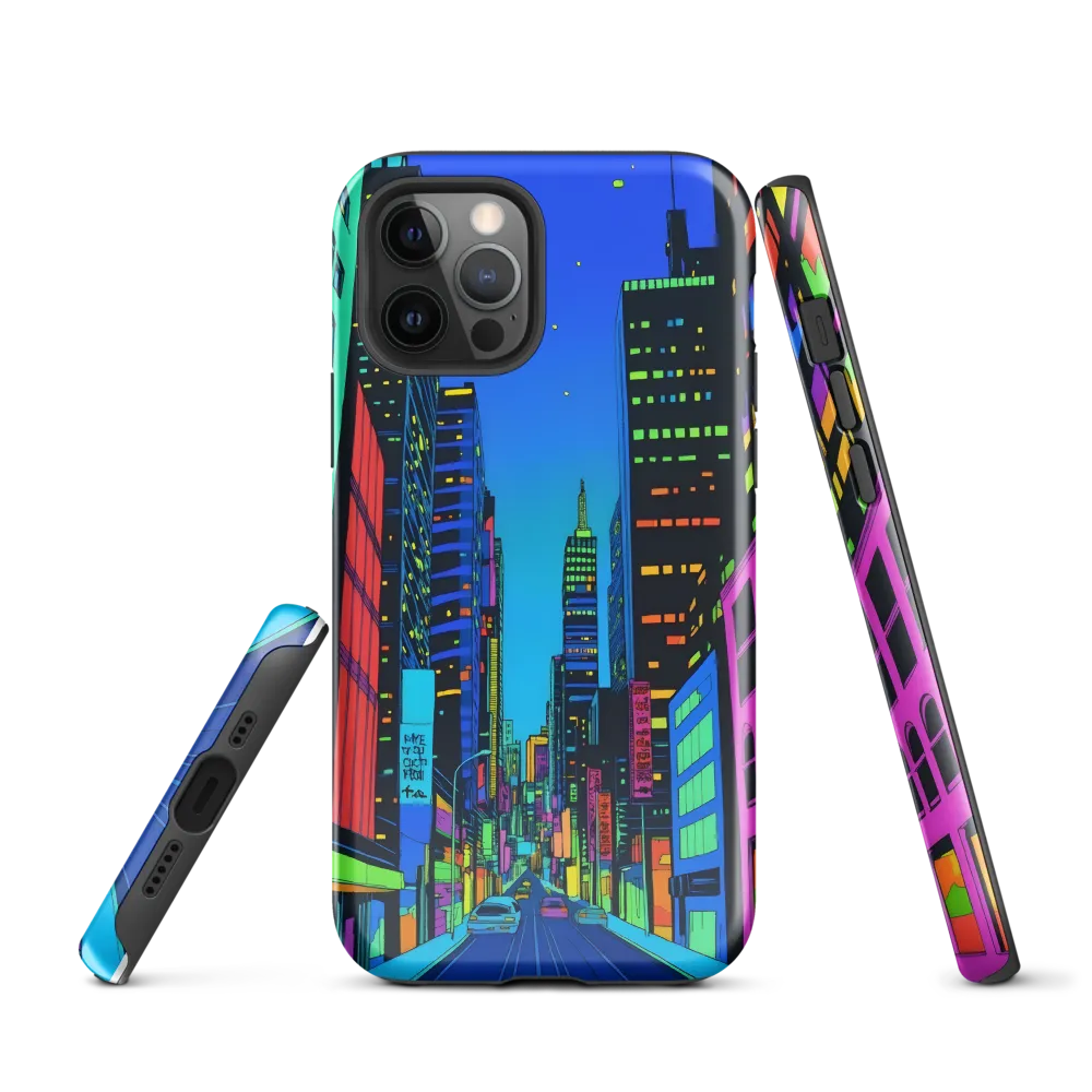 Neon Dreamscape: A Futuristic City at Dusk | Phone Case |  12 Pro | Tough Case | Glossy