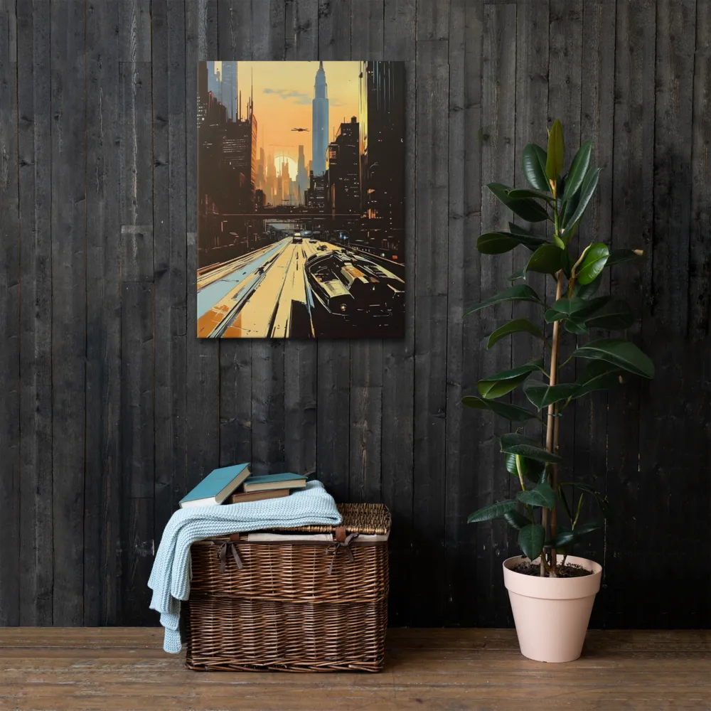 Metro Nexus: A Futuristic Cityscape | Thin Canvas | 24″×32″