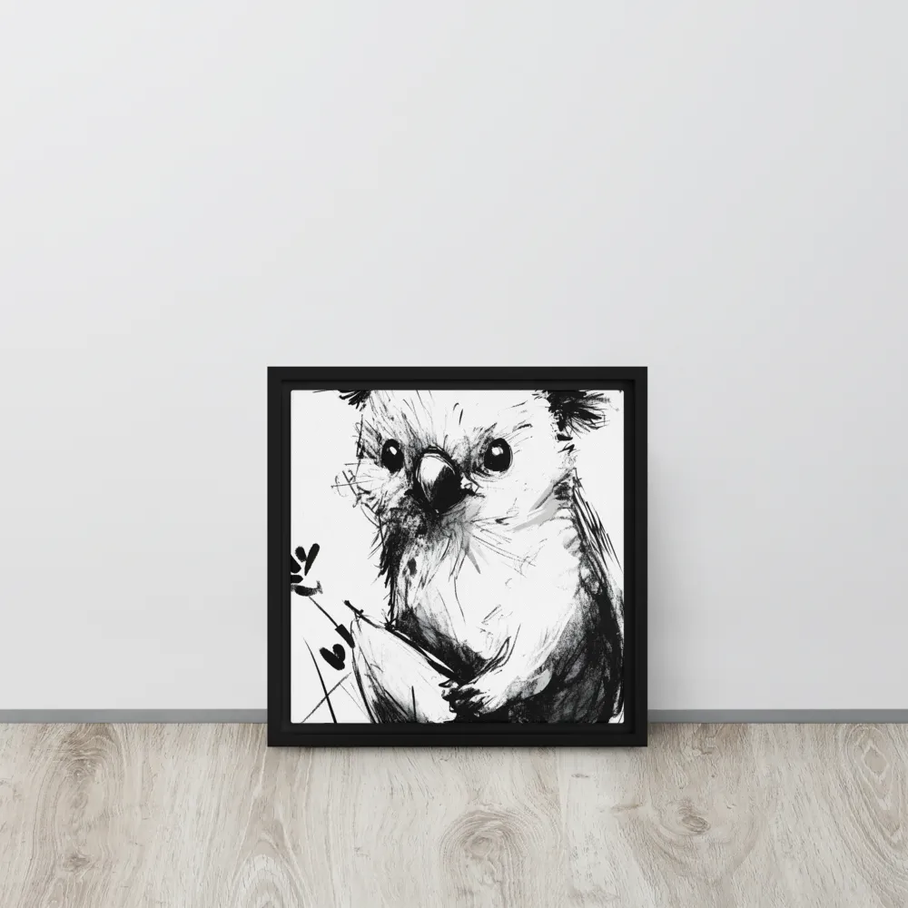 Whimsical Koala in Ink | Canvas with Black Frame | 12″×12″