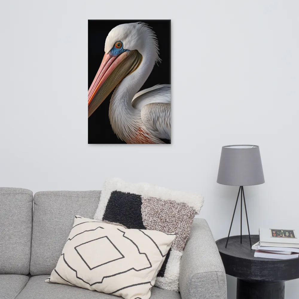 Elegance in White: The Pelican | Canvas | 24″×36″