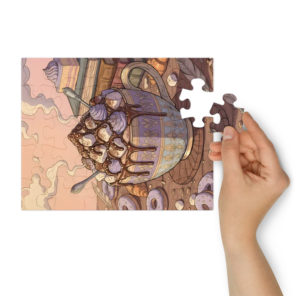 Lavender Cocoa Cup 
 Jigsaw Puzzle in Tin Box