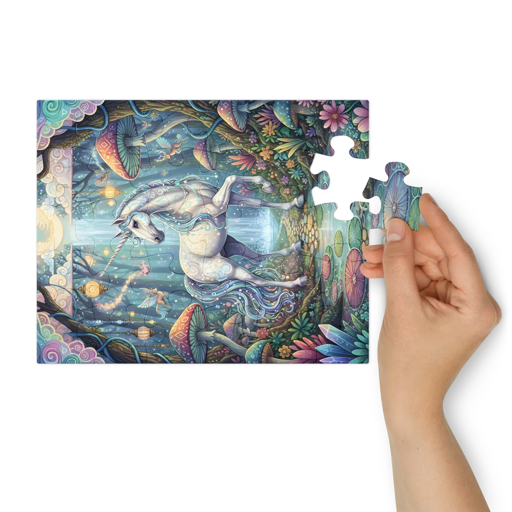 Moonlit Forest Unicorn 
 Jigsaw Puzzle in Tin Box