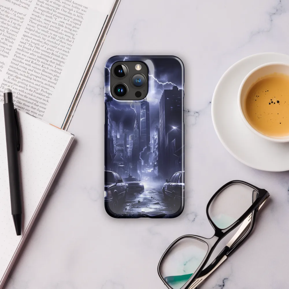 Stormy Cityscape: Shadows of the Night | Phone Case |  15 Pro Max | Snap Case | Glossy