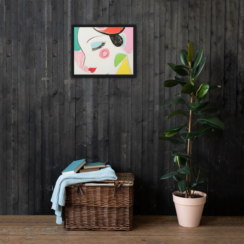 Whimsical Portrait in Colorful Abstraction | Canvas with Black Frame | 16″×20″
