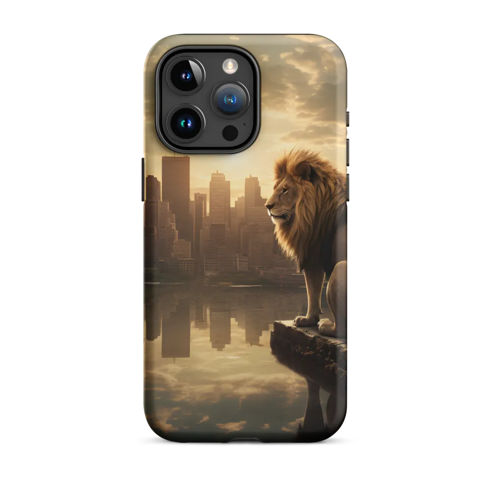 The Lion's Gaze Over the Urban Symphony | Phone Case |  15 Pro Max | Tough Case | Matte