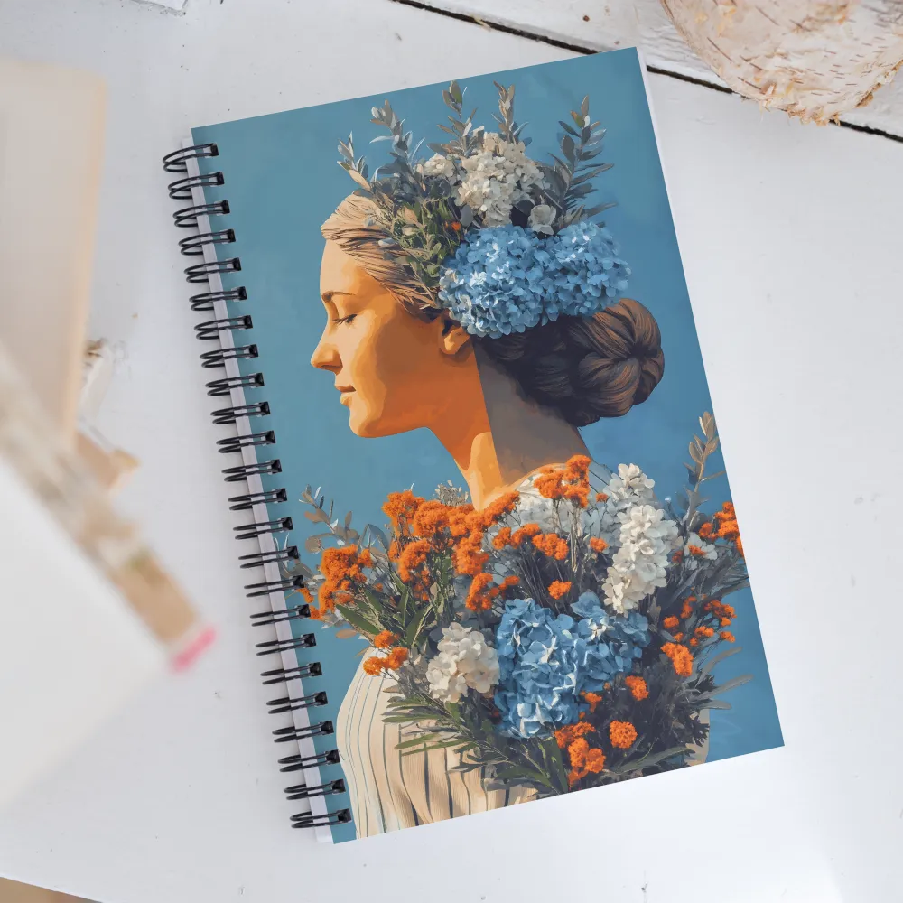 Floral Reverie: A Portrait of Serenity | Spiral Notebook