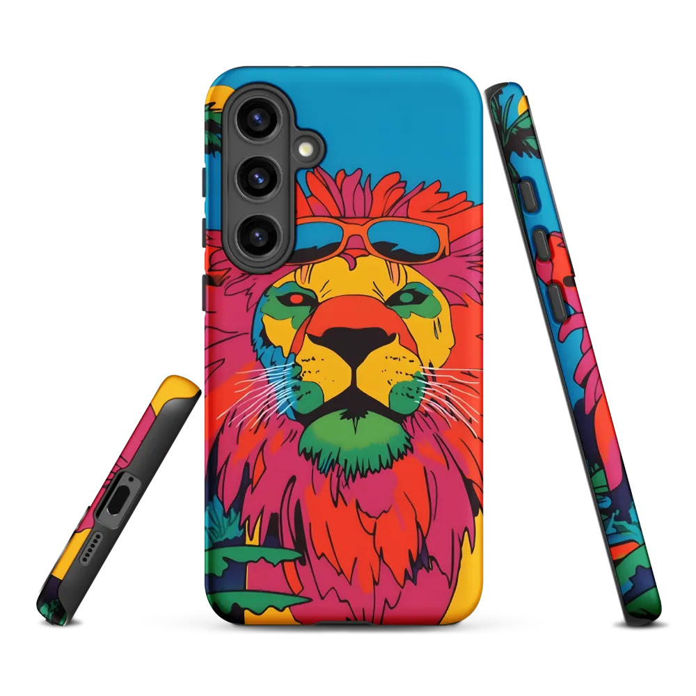 Lion with Sunglasses: A Vibrant Tropical Portrait