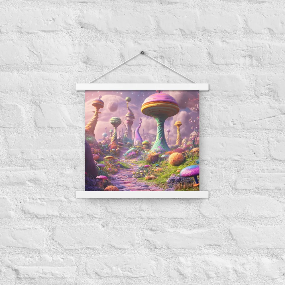 Whimsical Worlds: A Journey Through Fantasy | Poster With White Wood Hanger | 14″×14″