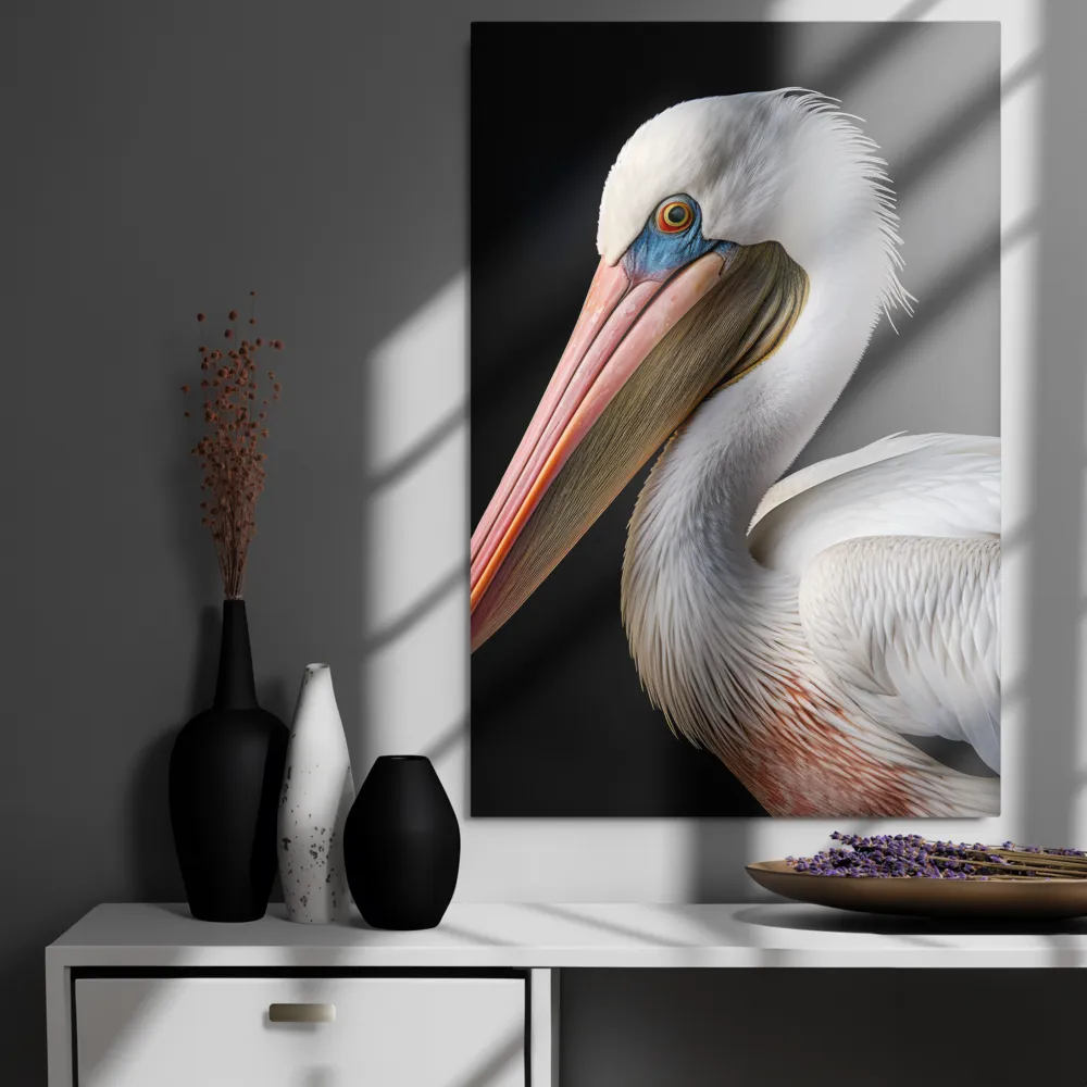 Elegance in White: The Pelican | Metal Print | 24″×36″