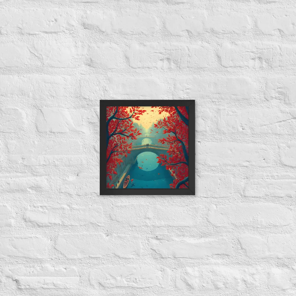 Crimson Canal 
 Poster with Black Frame | 10″x 10″