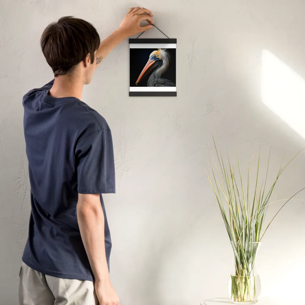 Majestic Portrait of a Pelican | Poster With Black Wood Hanger | 8″×10″