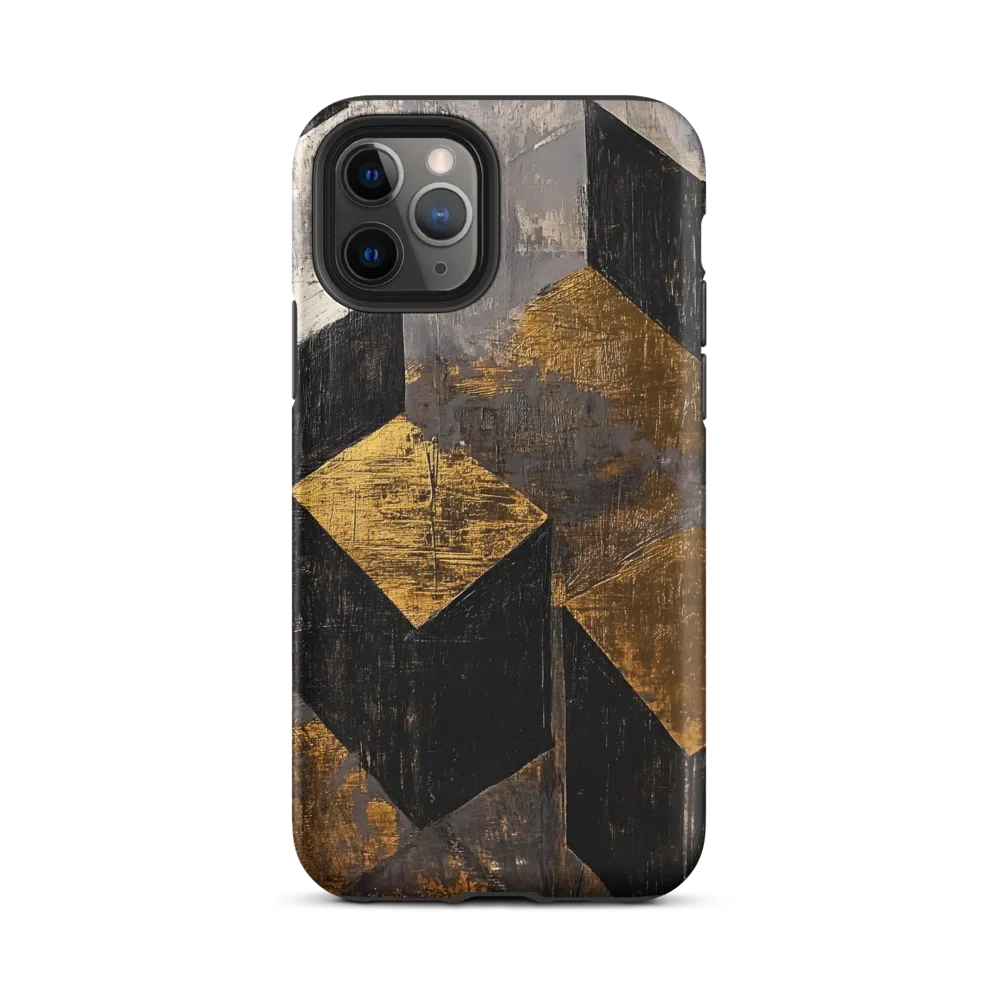 Geometric Harmony in Gold and Black | Phone Case |  11 Pro | Tough Case | Matte