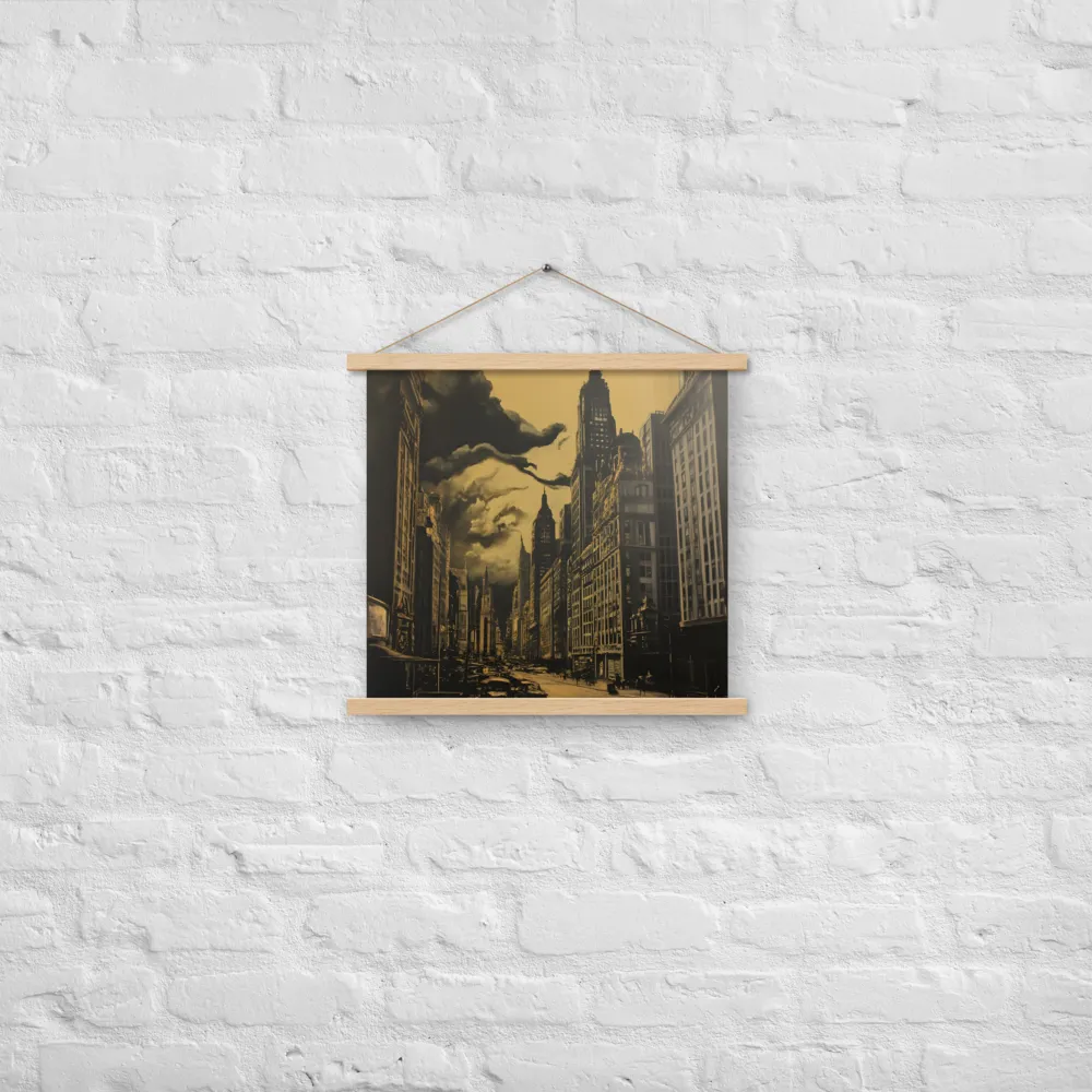 Echoes of a Forgotten Skyline | Poster With Oak Wood Hanger | 18″×18″