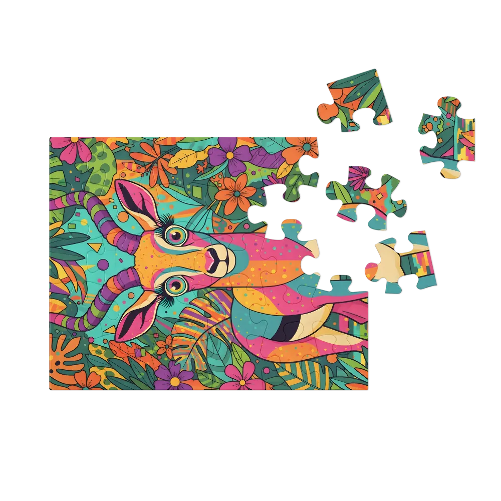 Tropical Pop Antelope 
 Jigsaw Puzzle in Tin Box