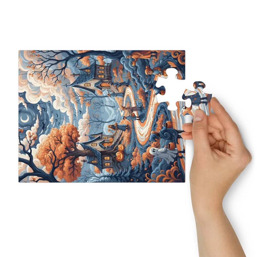Moonlit Trick‑or‑Treat 
 Jigsaw Puzzle in Tin Box